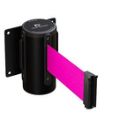 Crowd Control Warehouse - CCW Series WMB-125 Fixed Wall Mount Retractable Belt Barrier - 11 Foot, Fluorescent Pink Belt with Black Steel Case