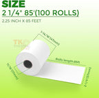 (100 Rolls) 2 1/4" x 85' Thermal Paper, POS Receipt Paper for Retail Business Cash Register, Fits Most Credit Card Terminal