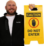 SmartSign Folding Floor Sign, Legend "Do Not Enter" with Graphic, 25" high x 12" wide, Black/Red on Yellow