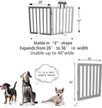 ZJSF Freestanding Indoor Dog Gate for House Foldable Wood Puppy Gate for Doorways Pet Gate for Stairs Extra Wide Pet Fence, Grey, 32" Height 2 Panels