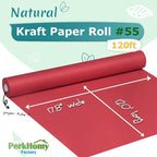 PerkHomy 17.8" x 1,440" (120') Red Kraft Paper Roll for Craft Bulletin Board Paper Art Table Covering Crafting Gift Wrapping Bouquet Packing Parcel 80GSM 55LB (Red, 17.8" x 120')
