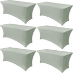 Obstal 6 Pack Stretch Spandex Table Covers for 6 Foot Tables - 6 FT Rectangular Fitted Tablecloth Protector for Wedding, Banquet, Party (Sage Green, 72'' Length x 30'' Width x 30'' Height)