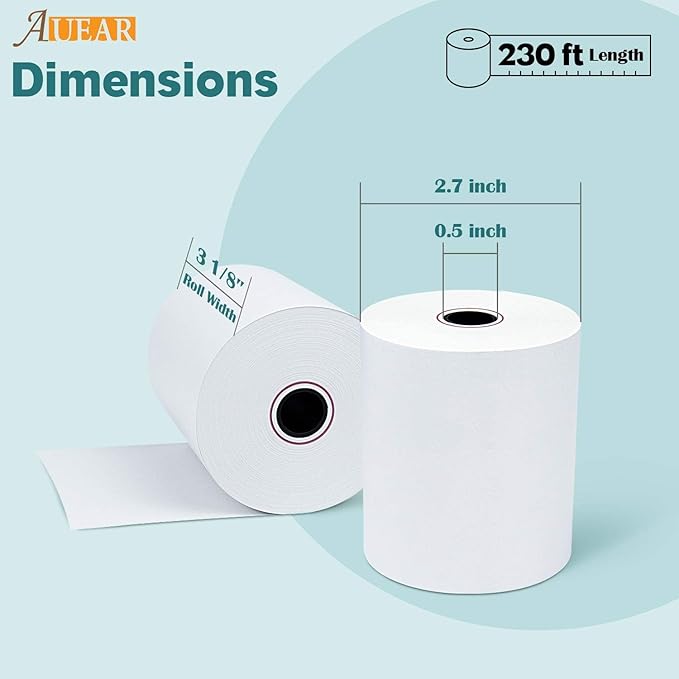 3 1/8" x 230' (10 Rolls) Thermal Receipt Paper, 80mm BPA Free Point of Sale Cash Register Paper for POS System - AUEAR