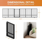 Full Metal Freestanding Dog Gate with Door, 32''Height Foldable Pet Dog Fence for Indoor & Outdoor, 6 Panels Extra Wide Free Standing TallDog Gates for Doorways,House,Stairs,Porch,Deck,Yard