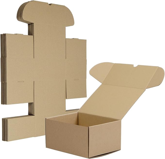 8x6x4 Inches Shipping Boxes Set of 20, Brown Corrugated Cardboard Box Literature Mailer for Packing Small Business