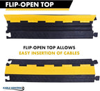 Kable Kontrol Atlas Cable Protector Wire Ramp - 2 Channel Bulk Wholesale Pallet - 80 Pcs - 39" Long Black & Yellow - 20,000 Lbs Load Capacity - Rubber Speed Bump Wire Protector Cord Cover - CP9972