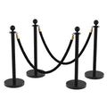 4Pcs Stanchions and Velvet Ropes, Black Stanchions with Retractable Belts, Crowd Control Barriers with Hollow Base, Red Carpet Ropes and Posts for Event & Party Supplies