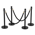 4Pcs Stanchions and Velvet Ropes, Black Stanchions with Retractable Belts, Crowd Control Barriers with Hollow Base, Red Carpet Ropes and Posts for Event & Party Supplies