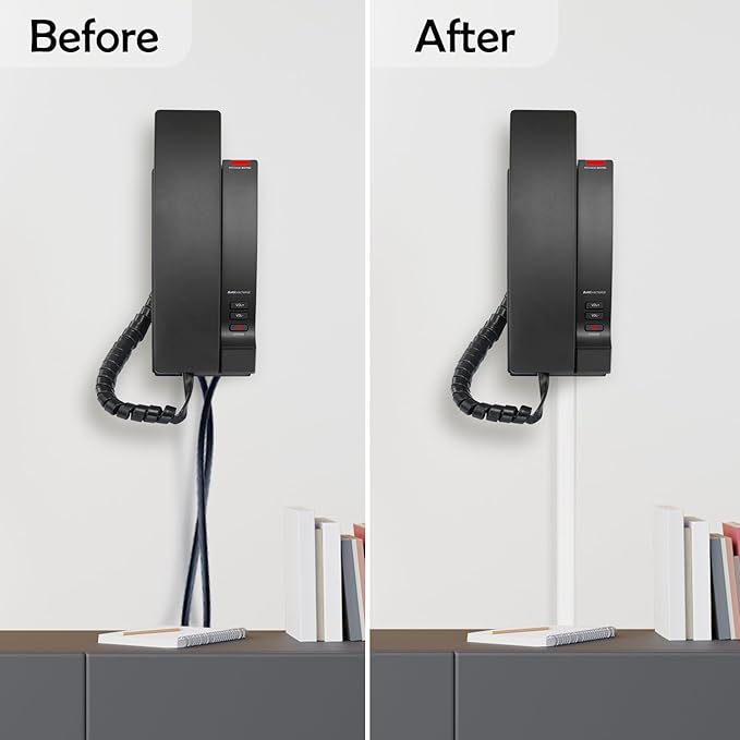 Rubber Bond TV Cord Hider Cable Protector - Strong Self Adhesive Wall Cord Cover Cable Hider - Low Profile Cable Management Wall Cord Concealer Cable Raceway (White, 10 Feet)