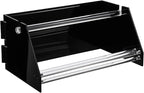 Foldable Acrylic Label Roll Dispenser, Adjustable Black Label Organizer, Holds Multiple Label Rolls, Large Desktop Roll Holder for Workspaces, Homes, Offices