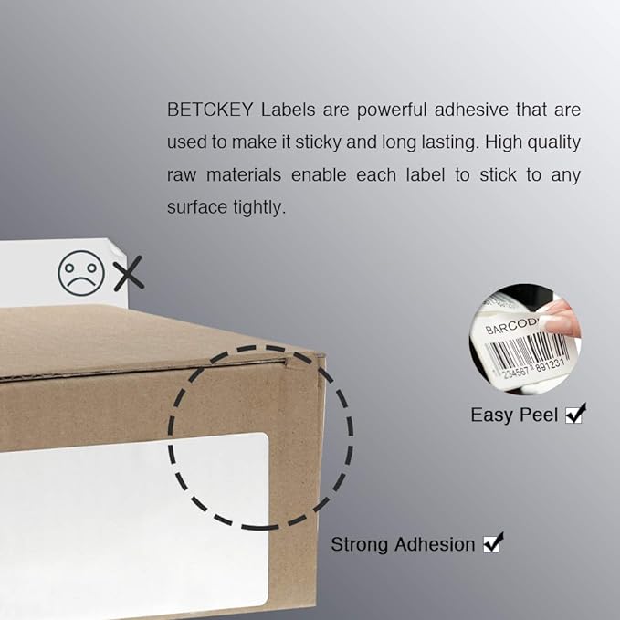 BETCKEY - 4" x 3" (102 mm x 76 mm) Shipping & Multipurpose Labels Compatible with Zebra & Rollo Label Printer,Premium Adhesive & Perforated [6 Rolls, 3000 Labels]
