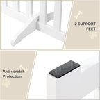 30" Height Tall Freestanding Pet Gate, Solid Wood Folding Safety Fence Wooden Dog Gate with 2 PCs Support Feet Ideal for Stairs, Doorways, Halls, Kitchens, Heavy Duty Gates, 3 Panels, White