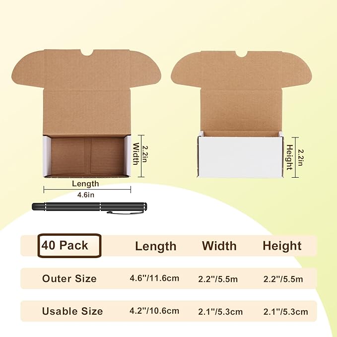 WIFTREY 40 Pack 4.6x2.2x2.2 Small Shipping Boxes for Packing Small Business, White Corrugated Cardboard mailing Box for Shipping