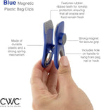 COOK WITH COLOR Bag Clips - Heavy Duty Chip Clip and Refrigerator Magnet Clips for Food Storage with Air Tight Seal Grip, Blue, Pack of 8