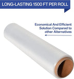 Stretch/Shrink Wrap Roll 18 Inch 1500ft,Heavy Duty 800% Stretch,Clear 80 Gauge Industrial Strength Stretch Film,Plastic Wrap for Pallet Wrap for Pallets,Packing, Shipping&Furniture Protection(4 Roll)