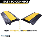 Kable Kontrol Atlas Heavy Duty Cable Protector Ramp - 2 Channel Bulk Wholesale Pallet - 10 Pcs - 35” Long Black & Yellow – 32000 Lbs Capacity - Rubber Speed Bump Wire Protector Cord Cover – CP9985