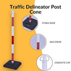 4Pack 35" Traffic Delineator Post Cone with 11" Base, Crowd Control Stands Barrier with 20ft Chains, Expandable Traffic Safety Barriers for Parking Lot, Road, Construction Caution (Red & White)