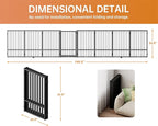 Full Metal Freestanding Dog Gate with Door, 32''Height Foldable Pet Dog Fence for Indoor & Outdoor, 8 Panels Extra Wide Free Standing TallDog Gates for Doorways,House,Stairs,Porch,Deck,Yard