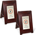 SmartSign (2-Pack) Premium 'Caution Wet Floor' Wooden A-Frame Standing Floor Sign with Symbol, 2-Sided, 24" x 15", Hardwood Pine Frame, 120 mil Silver ACM Sign, Black on Silver, Made in USA