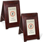 SmartSign (2-Pack) Premium 'Caution Wet Floor' Wooden A-Frame Standing Floor Sign with Symbol, 2-Sided, 24" x 15", Hardwood Pine Frame, 120 mil Silver ACM Sign, Black on Silver, Made in USA