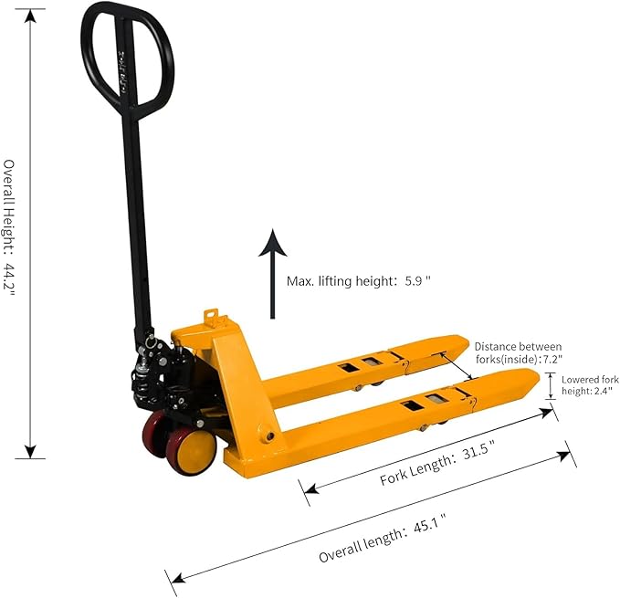 Tory Carrier Mini Hand Pallet Jack Truck, 2200 Lbs Capacity, 31.5" Lx15 W Fork Size Narrow Pallet Jack, Small Size Manual Pallet Trucks with Foldable Forks and Handle
