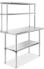 GRIDMANN NSF Stainless Steel Commercial Kitchen Prep & Work Table Plus A 2 Tier Shelf - 48 in. x 12 in.