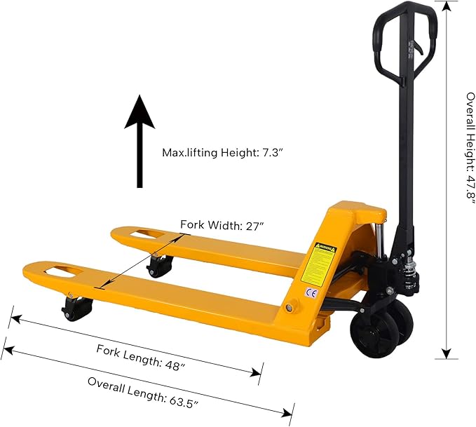 APOLLOLIFT Pallet Jack, 5500-Lbs Capacity Pallet Truck Standard Duty Manual Pallet Trucks Pallet Jack 48" Lx27 W Fork Size for Warehouse, Factory