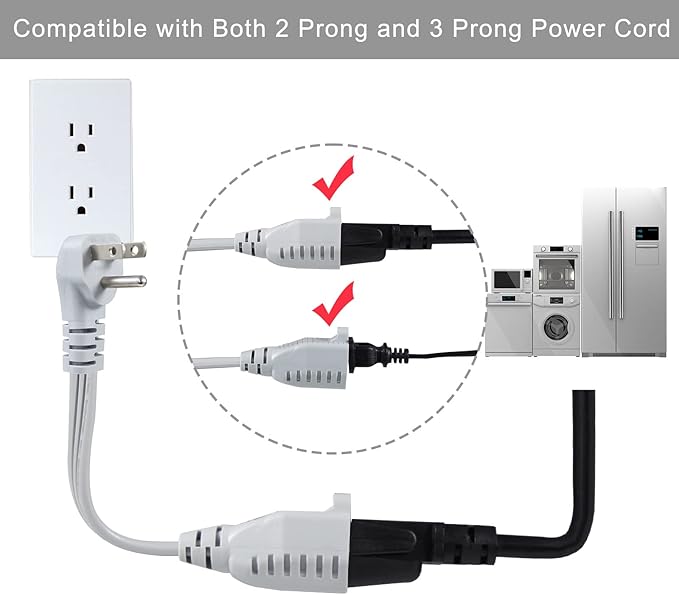 KUNCAN Appliance Power Extension Cord - 3 Prong Flat Wire SPT-3 14 AWG Heavy Duty Male to Female Extender Low Profile Grounded Cable for Major AC Unit, Air Conditioner, Refrigerator (6 Feet)