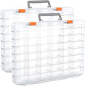 Bluedale 2 Pack 48 Grids Large Plastic Organizer Box with Adjustable Dividers, Beads Storage Containers Compartment Tackle Box Case for Crafts Hobby Small Parts Fishing Seeds Jewelry (Transparent)