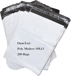 OausTect Large Poly Mailers 10x13 Self Seal Shipping Bags For Small Business, Clothing Packaging Bags, 200 Pack Shipping Envelopes, Tear Proof & Waterproof, White