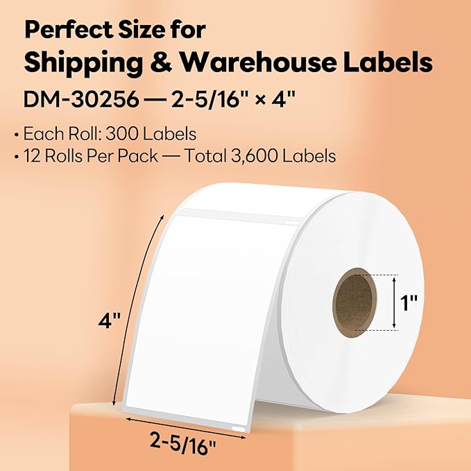 Compatible DYMO 30256 (2-5/16" x 4") Direct Thermal Shipping Labels, Large Barcode & Address Labels Replacement for DYMO LabelWriter 450, 4XL, Rollo, Zebra (12 Rolls / 3600 Labels), TRSTGIX