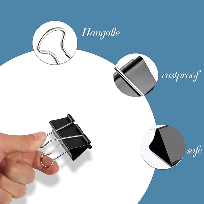 48 Pcs Large and Extra Large Binder Clips, 2 Inch Length (24 Pcs) and 1.6 Inch Length (24 Pcs)