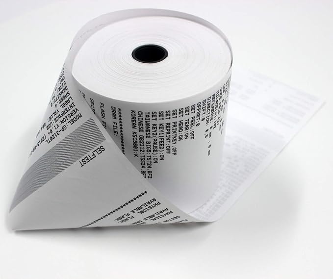 (10 Rolls) 3 1/8 x 230 Thermal Paper Receipt Rolls (55 GSM - 80mm x 70m) Fits All POS Cash Registers TM-T88III, TM-T88IV, TM-T88V, TSP100, CT-S300, CT-S2000, BPA Free from BuyRegisterRolls