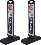 OrangeStar 2-Pack Valet Parking Signs - Double-Sided Reflective Parking Lot Signs with Water-Filled Base, Heavy-Duty Traffic Control for Hotels, Restaurants & Events, White