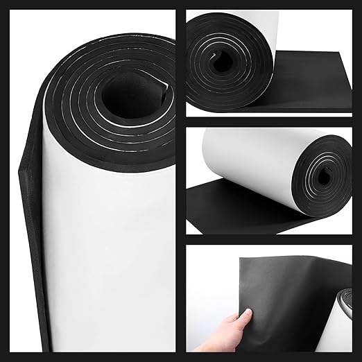 Adhesive Foam Padding Roll Closed Cell Sponge Neoprene Insulation Board Foam Sheet Pad with Sticky Back for Anti Vibration, Anti-Slip, DIY Crafts, Gaskets, Cosplay, Costume(12x118x1/16 inch)