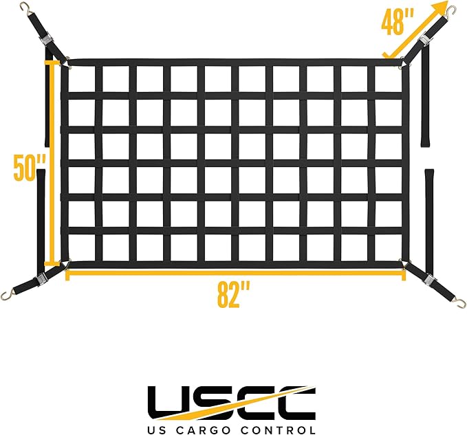 US Cargo Control Cargo Nets for Pickup Truck Bed 6.8 FT x 4.2 FT (2-Pack), Adjustable Truck Cargo Nets with S-Hooks & Cam Buckles, Fits Long Pickup Beds - Can Also Use in Trailers, Garages, Sheds