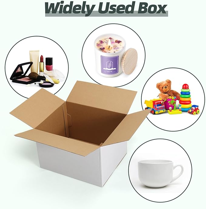 CRUGLA 12x10x8 White Shipping Boxes Set of 15, White Corrugated Cardboard Boxes for Small Business Shipping Mailing Packing