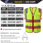 Reflective Safety Vest for Men Women with 9 Pockets and Zipper Front Class 2 High Visibility Mesh Work Vest Hi Vis Construction Vest,Meets ANSI/ISEA Standards(EK176-Yellow-M)