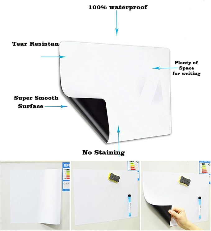 Small Magnetic Dry Erase Board Sheet for Fridge, 8"x12" Erasable Refrigerator WhiteBoard for Kitchen, Mini White Board Planner, Include 1 Markers
