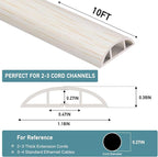 Floor Cord Cover Self Adhesive Cord Hider Floor Extension Cord Covers for Floor Power Cord Protector Cable Management Prevent Cable Trips Cable Cavity 0.47" W x 0.27" H (Beige Wood, 10Ft)