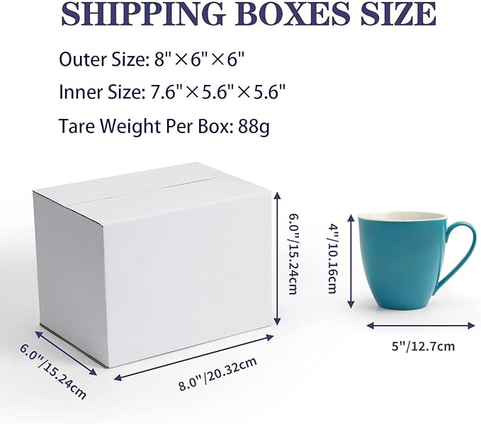 40 Pack Small Shipping Boxes 8x6x6 Inches, White Corrugated Cardboard Mailing Boxes for Shipping Packing Small Business