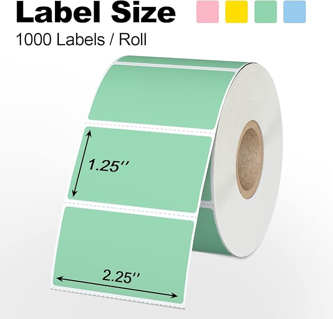Misofuki 2.25" x 1.25" Pink Direct Thermal Barcode Labels 1000 Pcs for Zebra ZD410 ZD411 LP2824, 2-1/4x1-1/4 1 Roll Waterproof Strong Adhesive Perforated Return Address Labels Used with Rollo MUNBYN