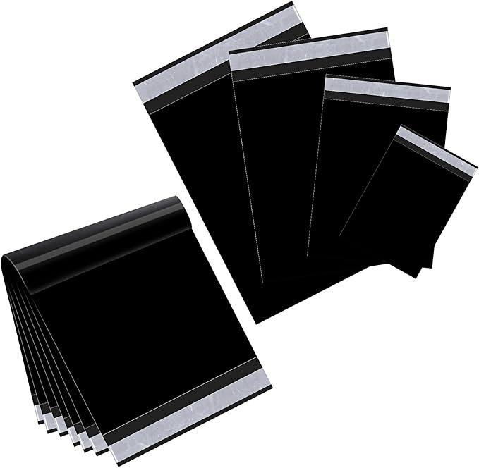 Outus 120 Pcs Poly Mailer Envelope 4 Sizes Shipping Bags Self Adhesive Clasp Envelope Self Adhesive Tear Proof Mailing Covers(8 x 12 In, 10 x 14 In, 13 x 18 In, 15 x 20 in,Black)