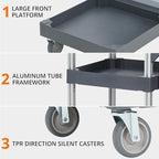 Commercial Janitorial Cart with Wheels, 3-Shelf Cleaning Trolley Cart with 16-Gallon Trash Bag, 220 Lbs Capacity Rolling Housekeeping Carts, Ideal for Hotel,School, Apartments