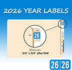 500 Pcs 2026 Year Stickers, Waterproof File Folder Labels, Self-Adhesive Rectangle Tabs for End Folders and Envelopes, Number Tabs, Office and Home Supplies (Blue)