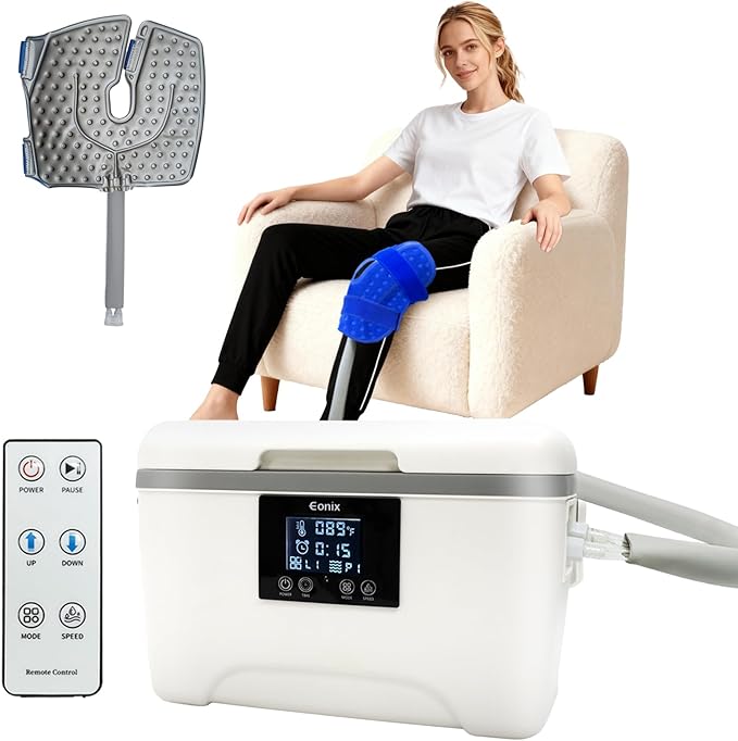Cold Therapy Machine with Programmable Timer,Portable Ice Machine for Knee After Surgery,Knee Replacement Recovery System,Cryotherapy Pain Relief w/Compression Pad