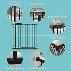 WAOWAO Baby Gate 38.58-43.31" Extra Wide Pressure Mounted Walk Through Swing Auto Close Safety Black Metal Toddler Kids Child Dog Pet Puppy for Stairs,Doorways,Kitchen