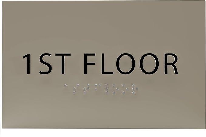 6" X4" 1st Floor Sign - ADA Compliant Tactile Graphics Grade 2 Braille Text Wall Sign| Directional Assistance, Floor Number Sign for Office, Schools, Hospitals, Apartments