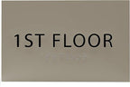 6" X4" 1st Floor Sign - ADA Compliant Tactile Graphics Grade 2 Braille Text Wall Sign| Directional Assistance, Floor Number Sign for Office, Schools, Hospitals, Apartments