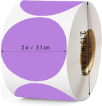 2 Inch Purple Round Thermal Labels,600 Labels/Roll,Self-Adhesive Circle Inventory Stickers, Multi-Purpose Round Roll Thermal Printing Stickers for Business and Domestic Use